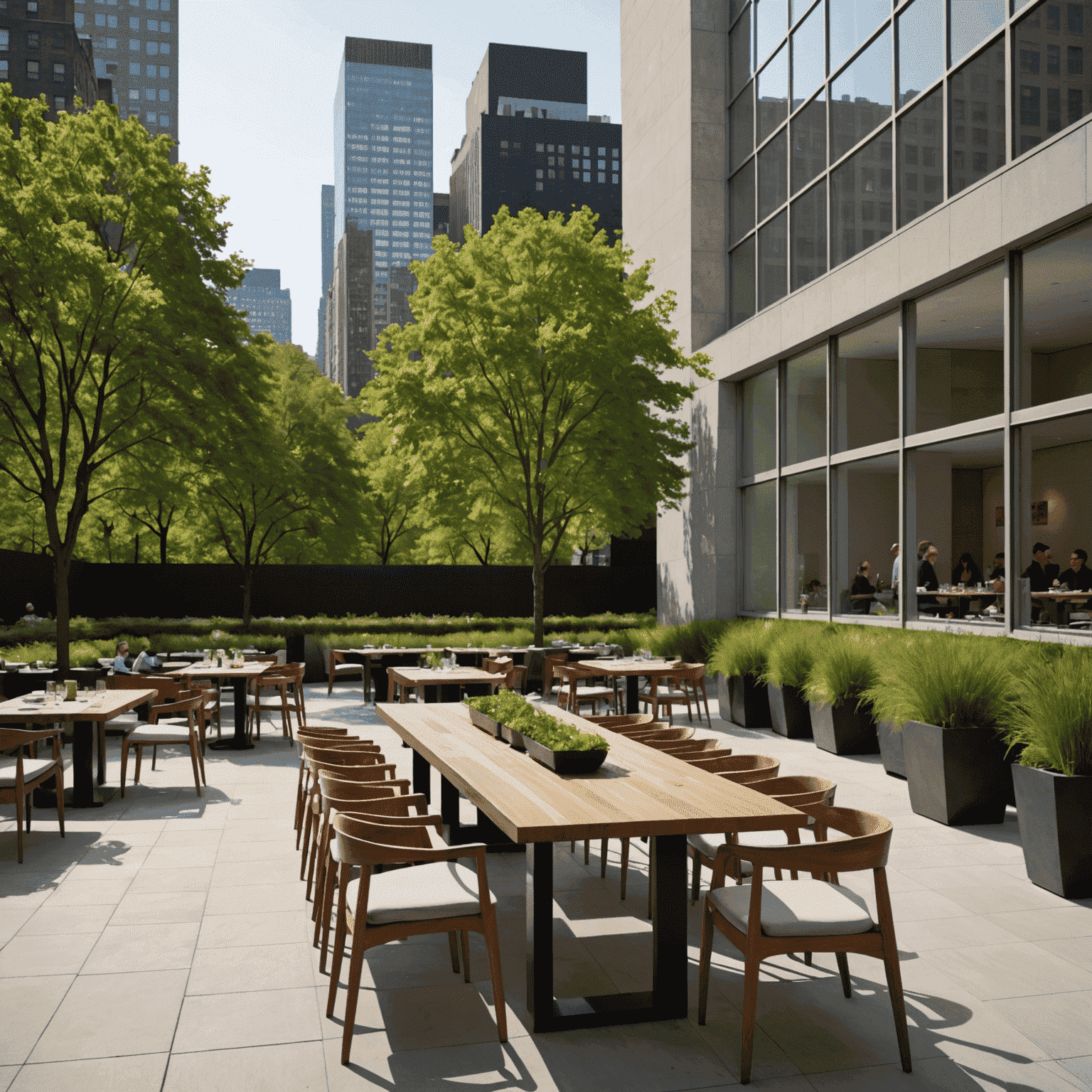 The Modern's sleek dining area overlooking MoMA's sculpture garden